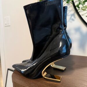 Jeffrey Campbell Black Boots with Gold Heel